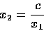 \begin{displaymath}x_2=\frac c{x_1}
\end{displaymath}